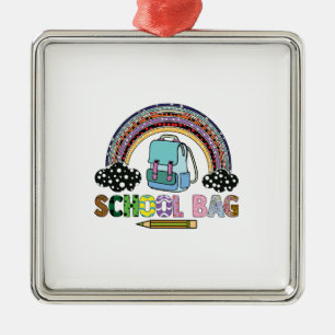 School Bag Teacher Metal Ornament