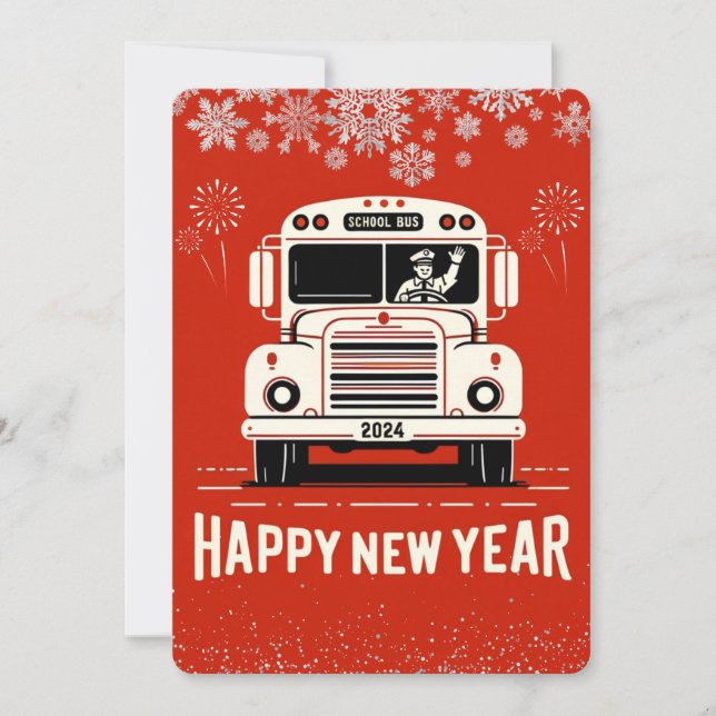 SCHOOL BAS DRIVER HAPPY NEW YEAR CARD (Front)