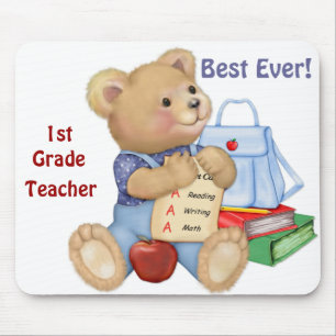 School Bear - First Grade Mouse Pad