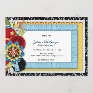 School birthday theme invitation