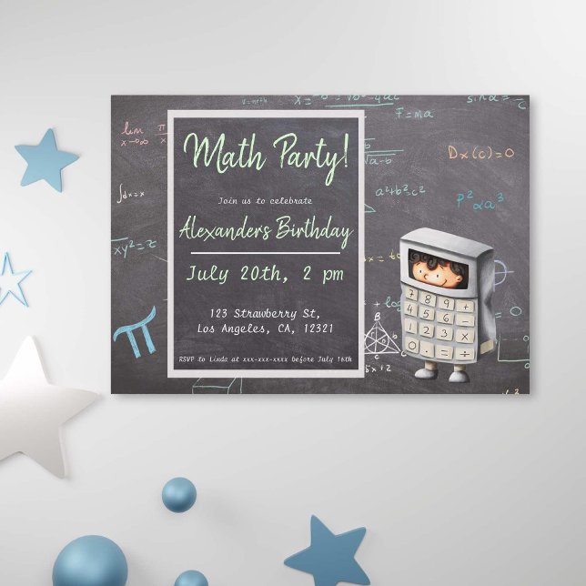 School blackboard math equations and calculator invitation (Creator Uploaded)