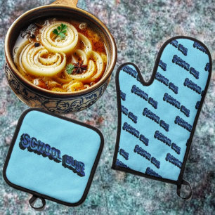 School Bluz-3DII  Oven Mitt & Pot Holder Set