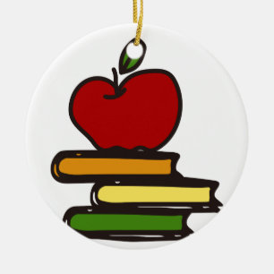 School Books Ceramic Ornament