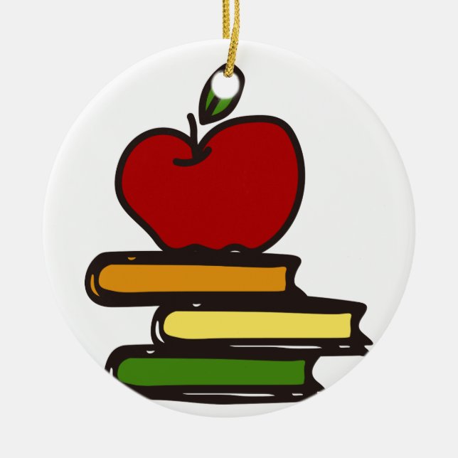 School Books Ceramic Ornament (Front)
