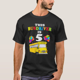 School Bus 5Th Birthday Five 5 Year Old Birthday P T-Shirt