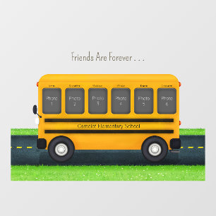 School Bus 6 Photo Frame Custom Best Friends Window Cling