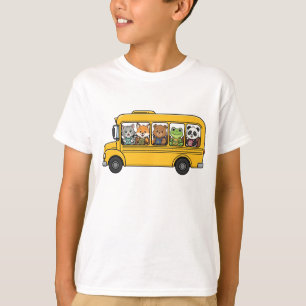 School Bus Animals - Cute Back To School T-Shirt