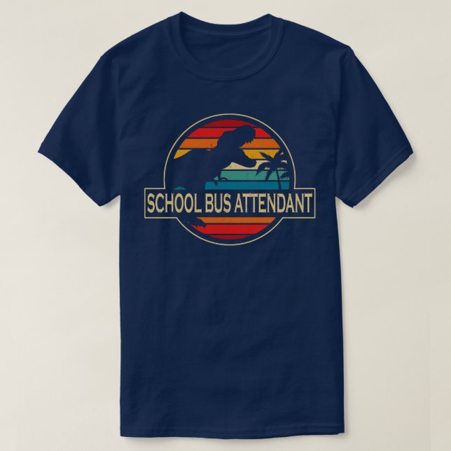 School Bus Attendant Dinosaur T-Shirt (Design Front)