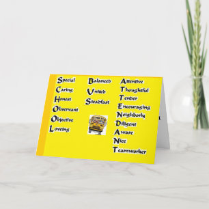 School Bus  Attendant Thank You Card