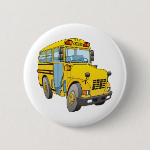 School Bus Cartoon 2 Inch Round Button