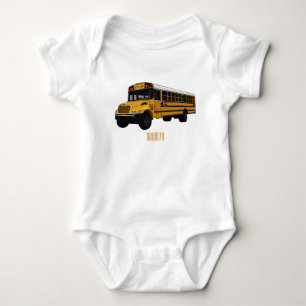 School bus cartoon illustration baby bodysuit