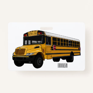 School bus cartoon illustration badge