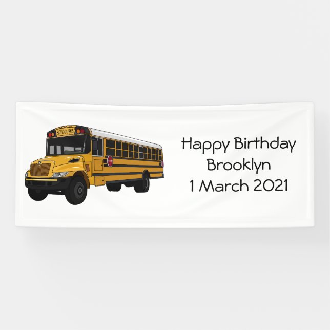 School bus cartoon illustration banner (Horizontal)