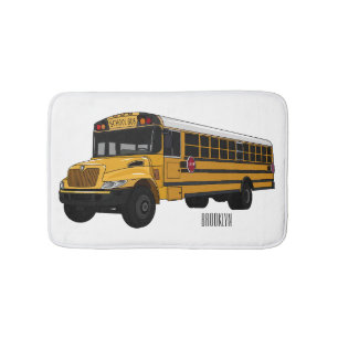 School bus cartoon illustration  bath mat