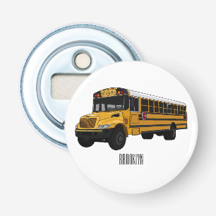 School bus cartoon illustration bottle opener