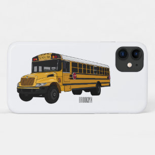 School bus cartoon illustration  iPhone 11 case