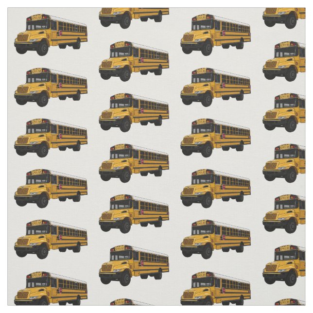 School bus cartoon illustration fabric (Swatch)