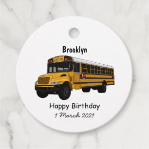 School bus cartoon illustration favour tags