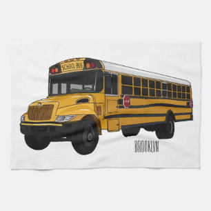 School bus cartoon illustration   kitchen towel