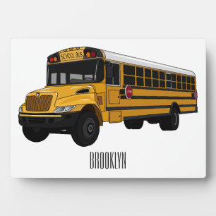 School bus cartoon illustration plaque