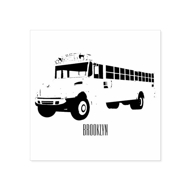 School bus cartoon illustration rubber stamp (Imprint)