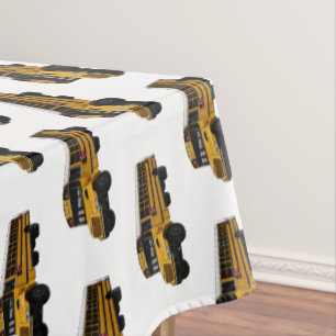 School bus cartoon illustration  tablecloth