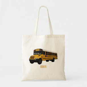 School bus cartoon illustration tote bag