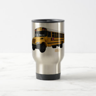 School bus cartoon illustration travel mug