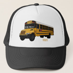 School bus cartoon illustration   trucker hat