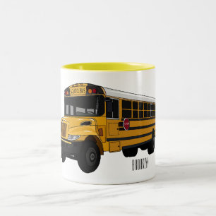 School bus cartoon illustration Two-Tone coffee mug