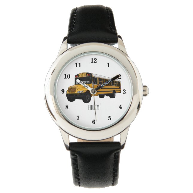 School bus cartoon illustration watch (Front)