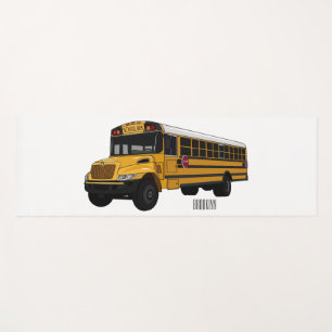 School bus cartoon illustration  yoga mat