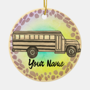 School Bus Ceramic Ornament