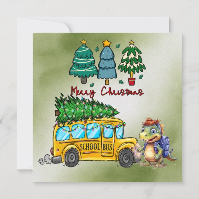 School Bus Christmas for Driver Holiday Card (Front)
