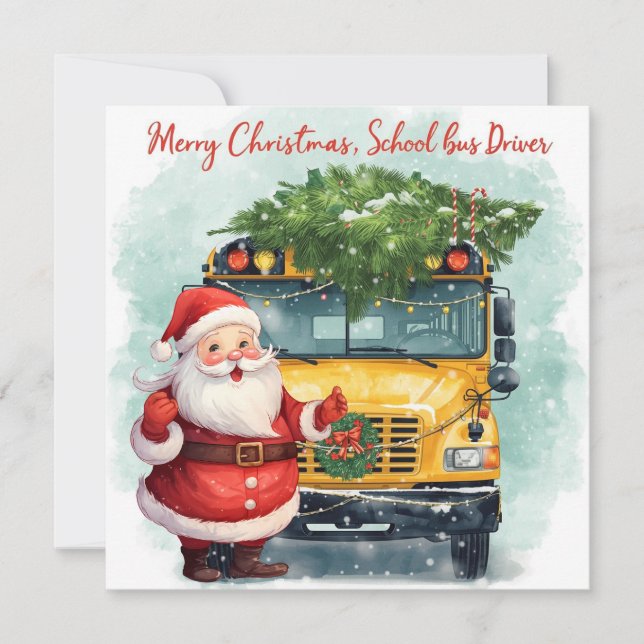 School Bus Christmas for Driver Holiday Card (Front)