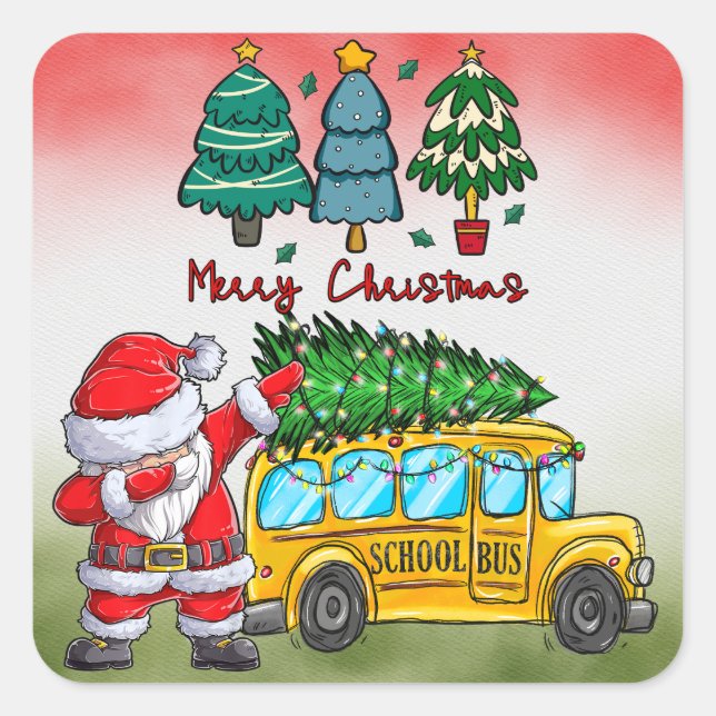 School Bus Christmas for Driver Square Sticker (Front)