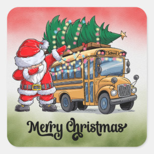 School Bus Christmas for Driver Square Sticker