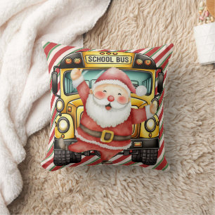 School Bus Christmas for Driver Throw Pillow