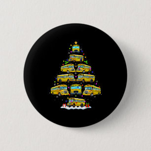 School Bus Christmas Tree Funny Santa Bus Driver P 2 Inch Round Button