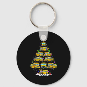 School Bus Christmas Tree Lights Bus Driver Xmas P Keychain