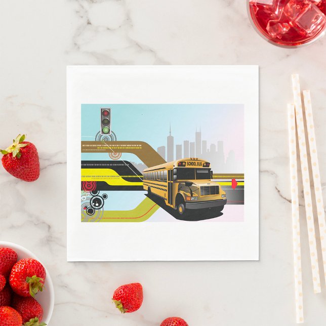 School Bus City Scene Napkin (Creator Uploaded)