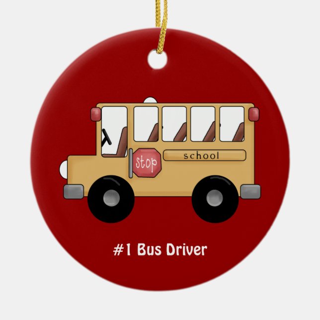 School Bus (Customizable) Ceramic Ornament (Front)