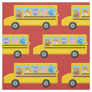 School Bus Cute Animals Pattern   Choose Any Fabric