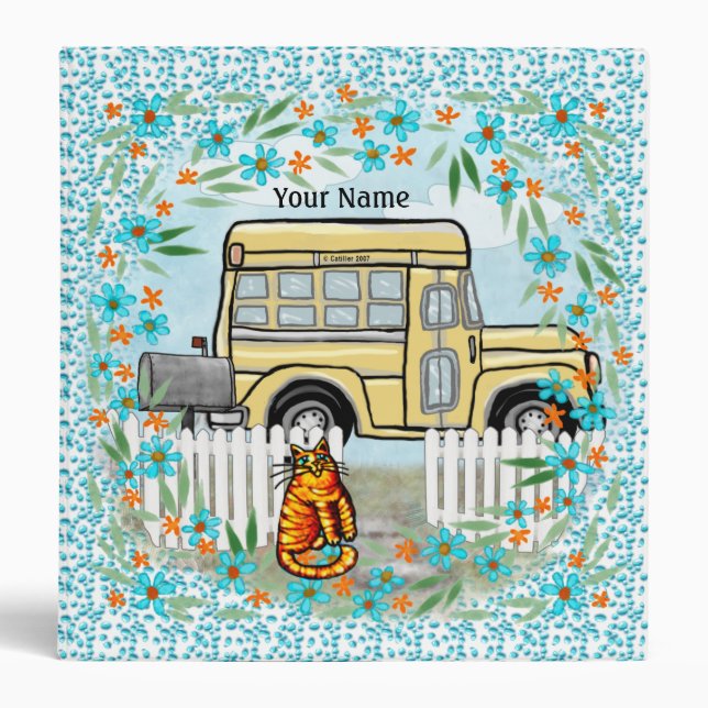 School Bus Day back to school  reading binder (Front)
