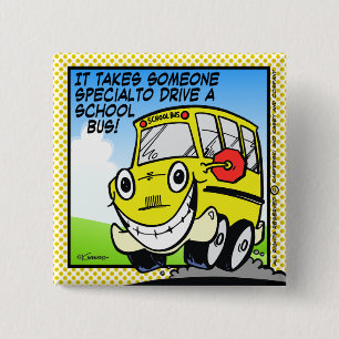 School Bus Driver 2 Inch Square Button