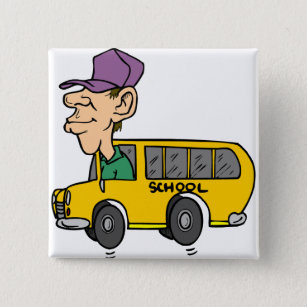 School Bus Driver 2 Inch Square Button