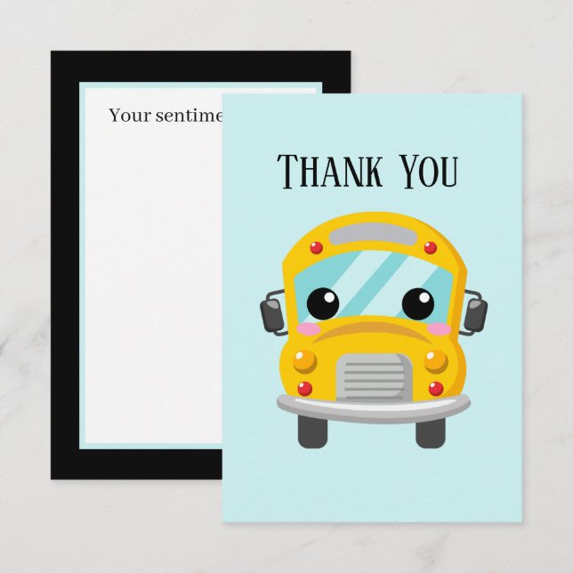 School bus Driver add sentiment Thank You Card (Front/Back)
