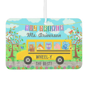 School Bus Driver Cute Animals   Personalized Name Air Freshener