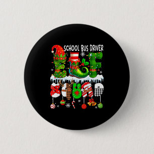 School Bus Driver Elf Squad Xmas Colorful Elf Hat 2 Inch Round Button