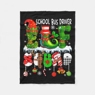 School Bus Driver Elf Squad Xmas Colorful Elf Hat  Fleece Blanket